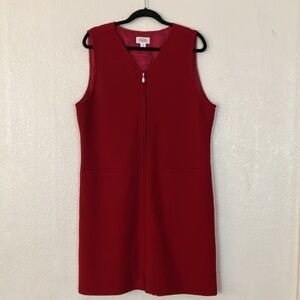 VTG Talbots Red Wool Zip Front Jumper Dress, 14